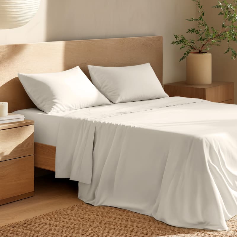Bare Home Organic Cotton Sheet Set - Crisp Percale Weave - King - French Beige