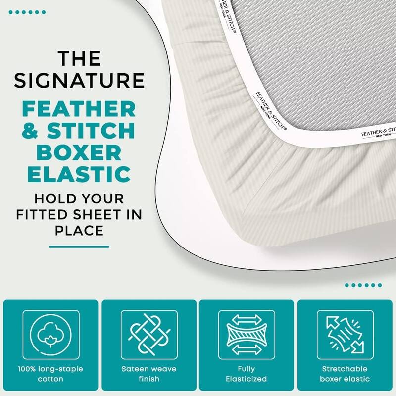 Feather & Stitch 500 Thread Count Damask Stripe ONLY Fitted Sheet