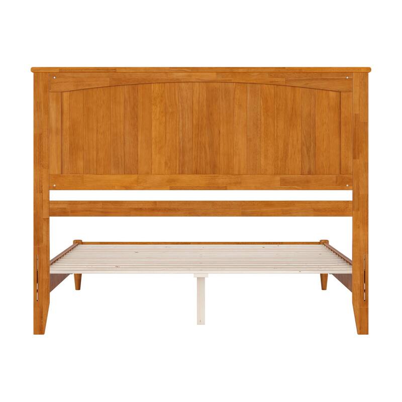 Queen Size Wood Platform Bed - Low Profile Modern Bed Frame with USB Ports & Headboard