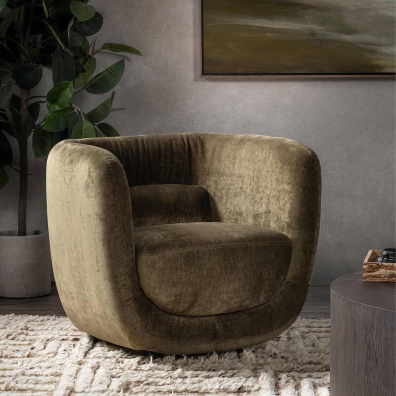 Classic Home Nico Upholstered Fabric Swivel Accent Chair - Olive Green