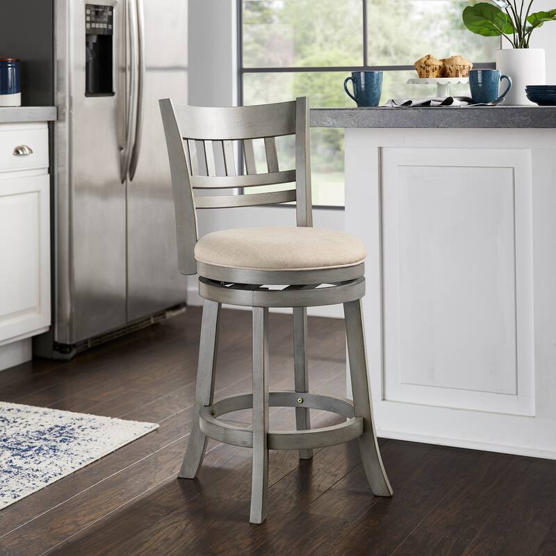 Verona Linen Lattice Back Swivel 24-inch Counter Height Stool by iNSPIRE Q Classic