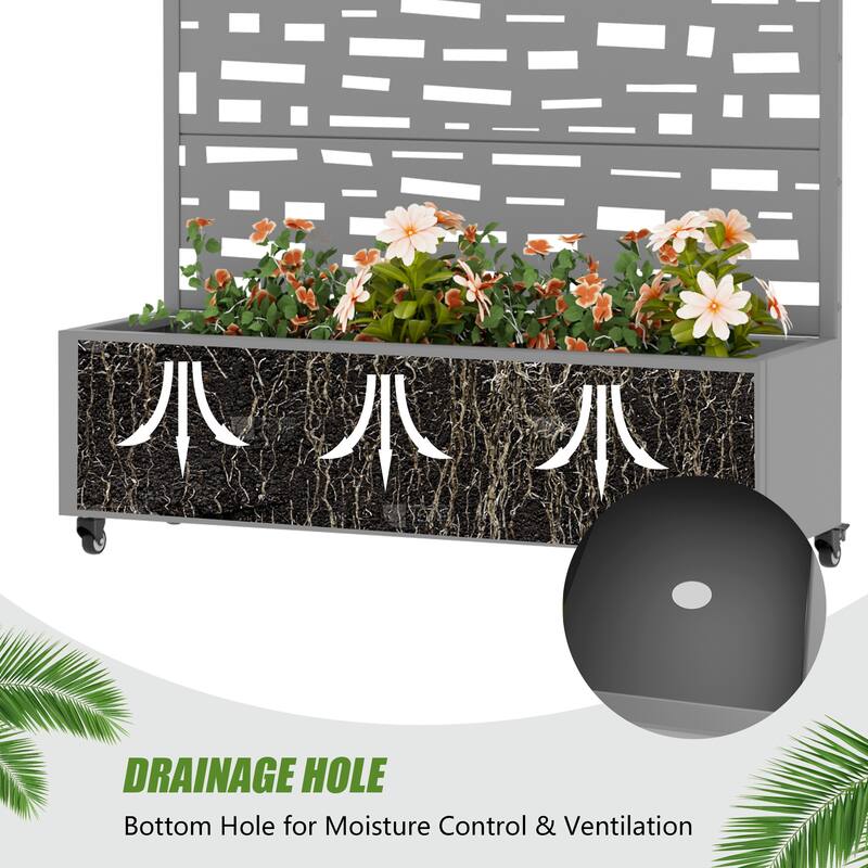 Raised Garden Bed Planter with Trellis Movable Planter Box with Lockable Wheels