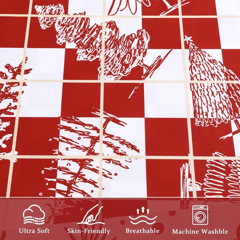 Red Checkered Christmas Duvet Cover Set, Decorations Bedding Set