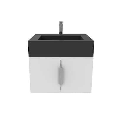 Nile 24-Inch Wall Mounted Bathroom Vanity Set w/ Black Top