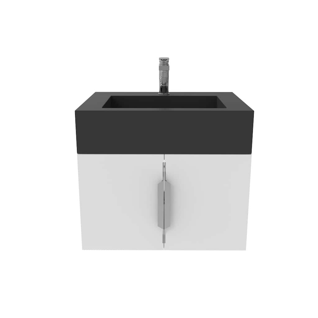 Nile 24-Inch Wall Mounted Bathroom Vanity Set w/ Black Top