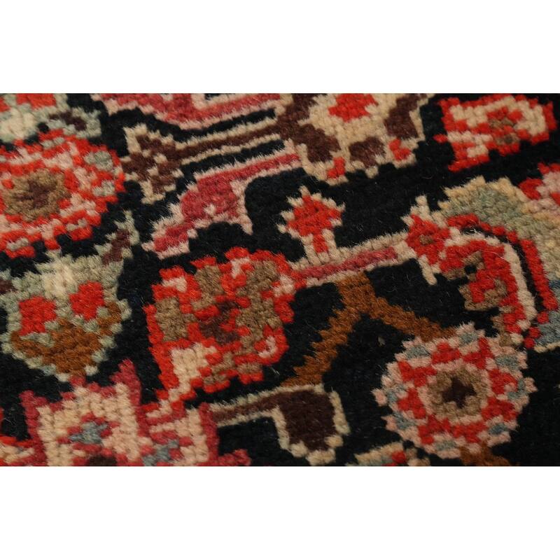 Hand Knotted Oriental 100% Wool Carpet Traditional Geometric Black Karabagh Runner Rug - 15' 11'' X 3' 6''