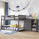 preview thumbnail 2 of 7, Gray Pine Wood Bunk Bed with 4 Drawers, 3 Shelves, and Built-in Ladder