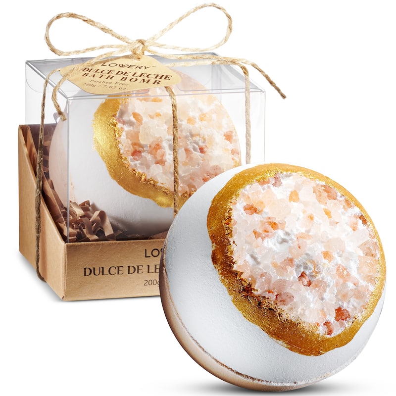 Lovery Handmade Dulce De Leche Bath Bomb, Extra Large Body Care Spa Ball, 7oz - Dulce De Leche - 7 oz