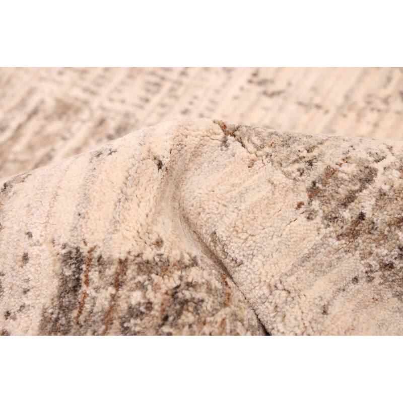 ECARPETGALLERY Hand Loomed Elysian Ivory Wool Rug - 5'3 x 7'5