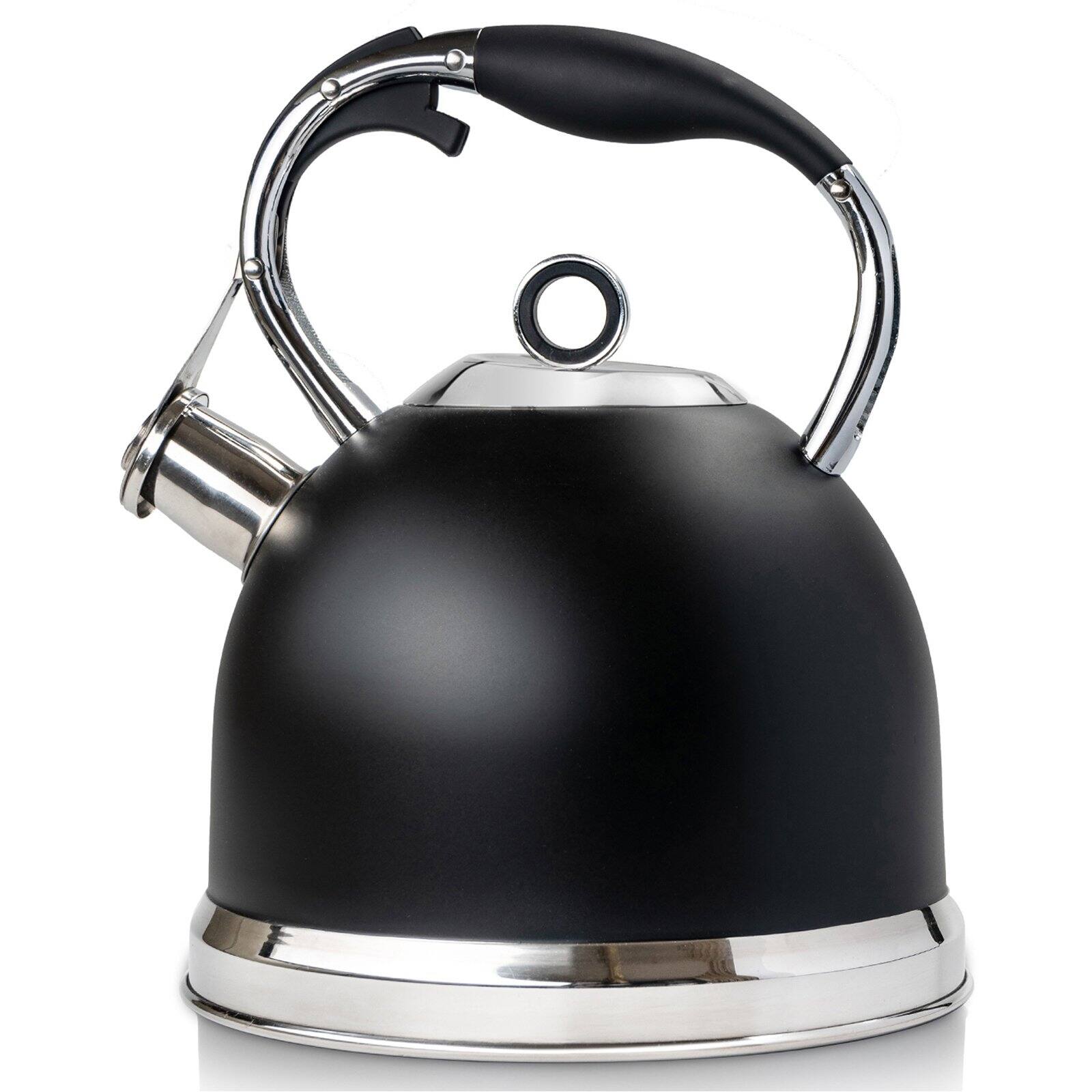 3 Quart Loud Whistling Teapot with Cool Grip, Black On Sale Bed