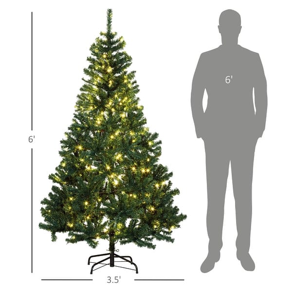 dimension image slide 0 of 2, HOMCOM 6' Tall Prelit Christmas Tree Douglas Fir Artificial Christmas Tree with Realistic Branches, 250 Warm White LED Lights