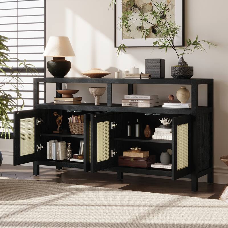 Bohemian Style Rattan Buffet Storage Cabinet
