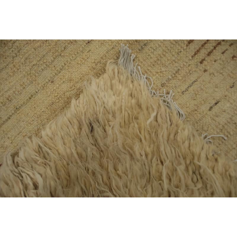 Hand Knotted Oriental 100% Wool Carpet Modern Tribal Beige & Ivories Moroccan Area Rug - 9' 4'' X 6' 9''
