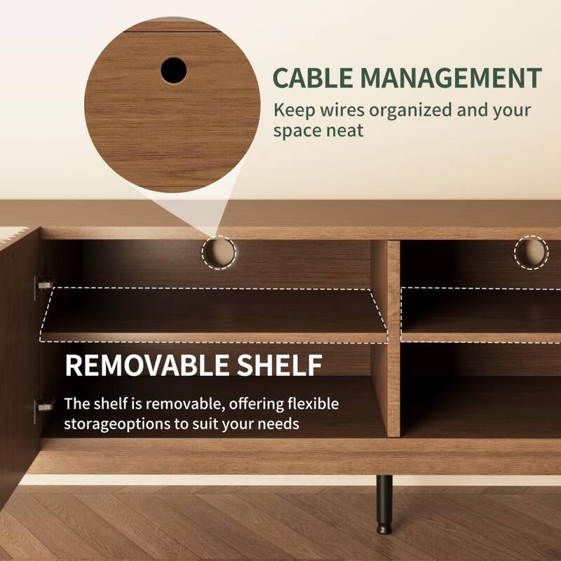 86.6'' Modern Wood TV Stand with Textured Doors & Storage, Media Console for Living Room & Bedroom, Fits TVs up to 90''