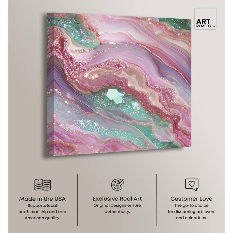 Pink and Mint Crystal II Canvas by Art Remedy, Gallery Wrapped