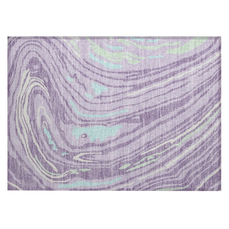 Machine Washable Indoor/ Outdoor Abstract Brushstrokes Chantille Rug
