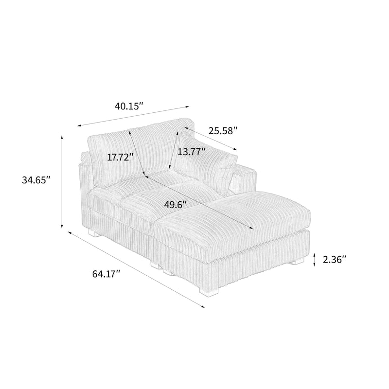 Modren Plush Upholstered Coner Chair and Ottoman Set