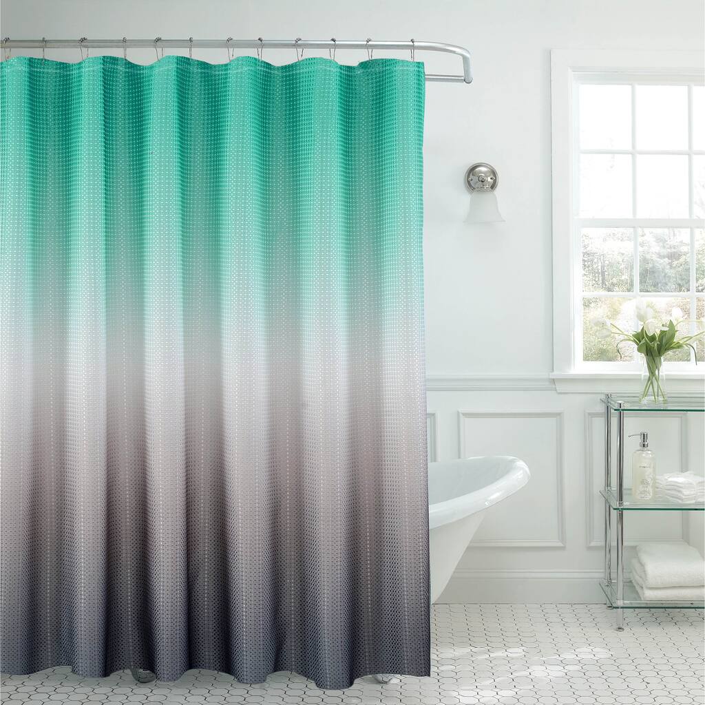Creative Home Ideas Ombre Textured Shower Curtain with Beaded Rings