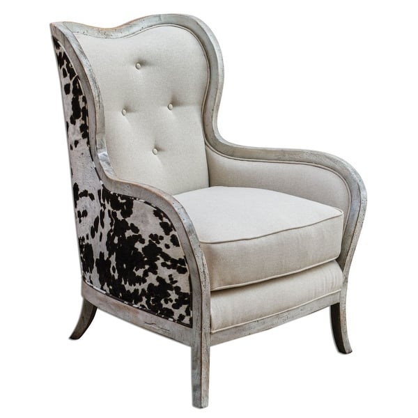 slide 1 of 1, Uttermost Chalina Velvet Chair Wood and Linen