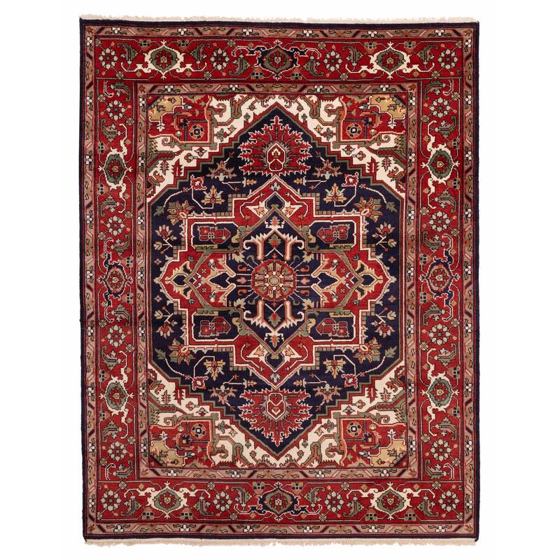 ECARPETGALLERY Hand-knotted Serapi Heritage Dark Navy Wool Rug - 7'8 x 9'11