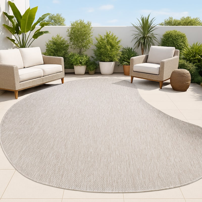 JONATHAN Y Evan Modern Rustic Organic Curve Indoor/Outdoor Shaped Area Rug