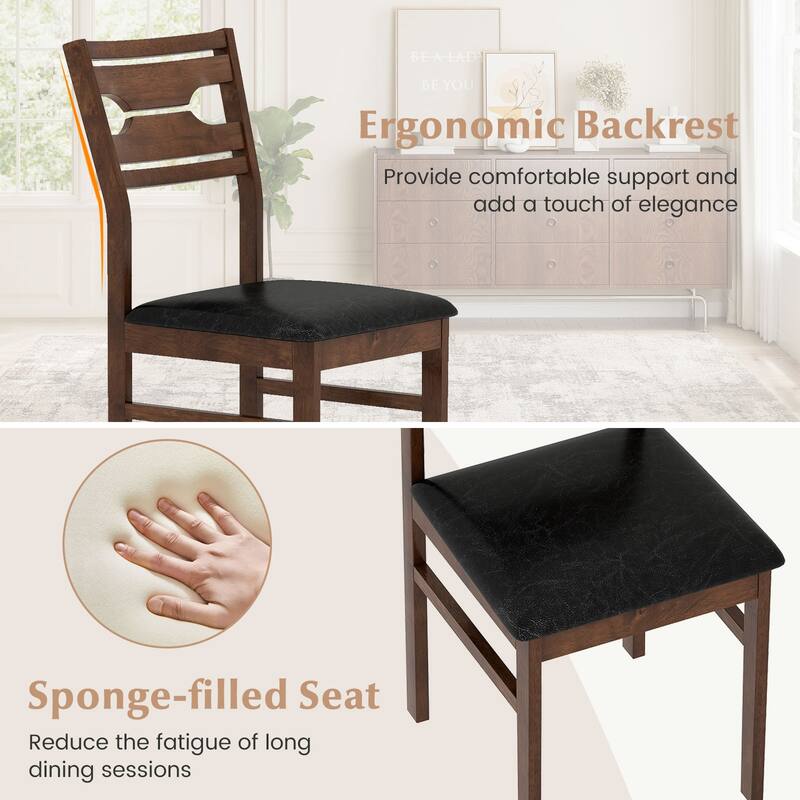 Gymax Dining Chair Set of 4 w/ Rubber Wood Frame Padded Seat Curved