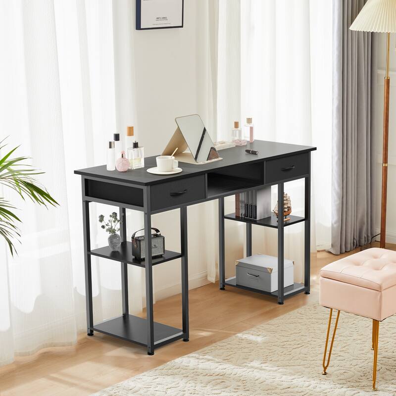 Computer Desk - Features Storage, Fabric Bag, Headphone Hook - Black - 48 Inches