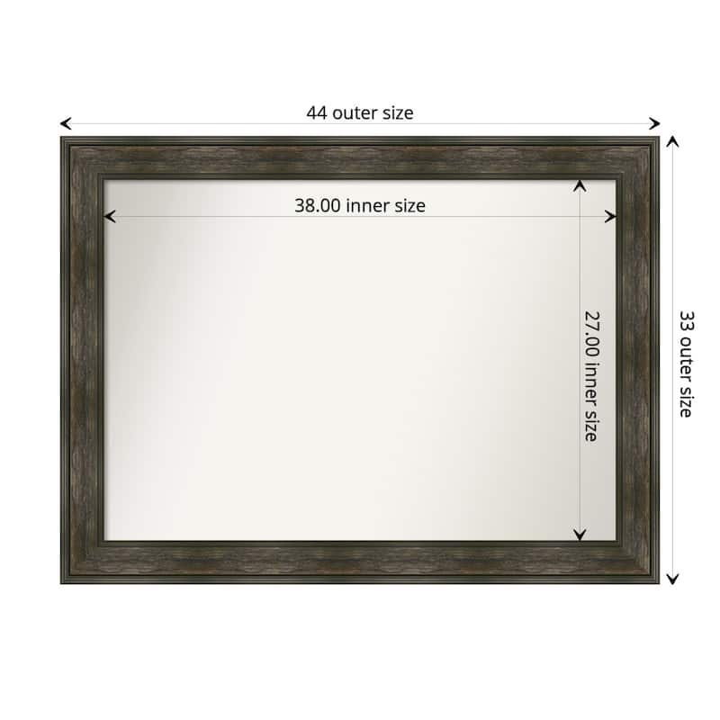 Non-Beveled Bathroom Wall Mirror - Rail Rustic Char Frame