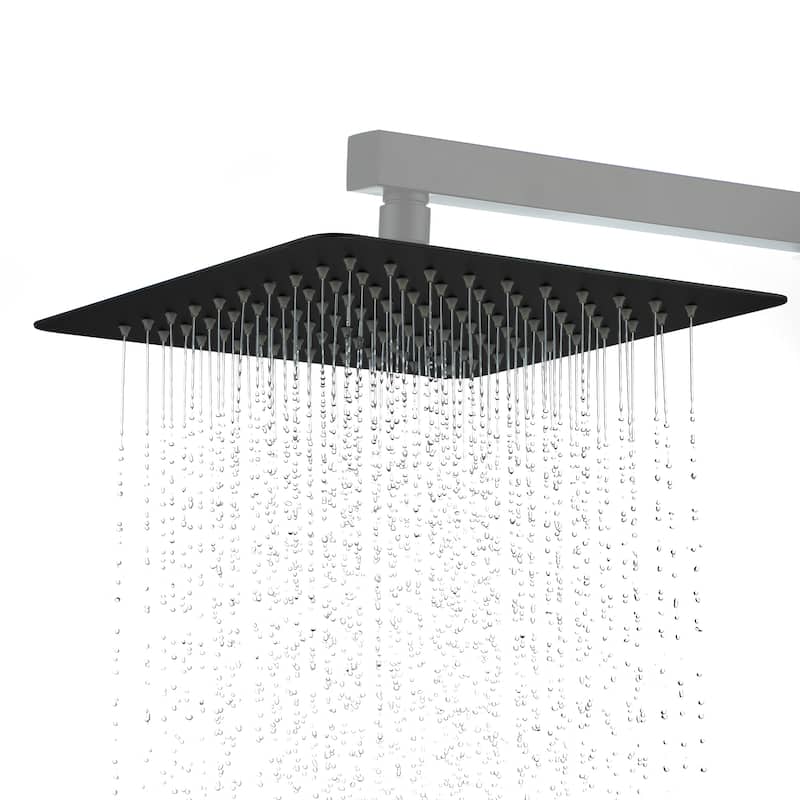1-Spray Pattern with 2.5 GPM Square Ceiling Mount Rain Fixed Shower Head - 10" x 10" - Matte Black
