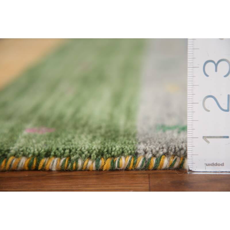 Striped Gabbeh Oriental Area Rug Hand-knotted Wool Carpet - 2'6"x 4'11"