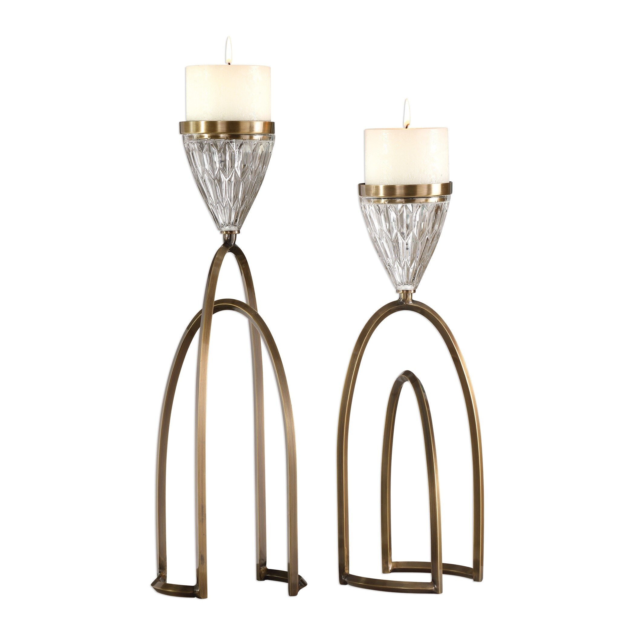 Shop Set Of 2 Carma Bronze And Crystal Double Arched Candleholders 24 On Sale Overstock 29123986