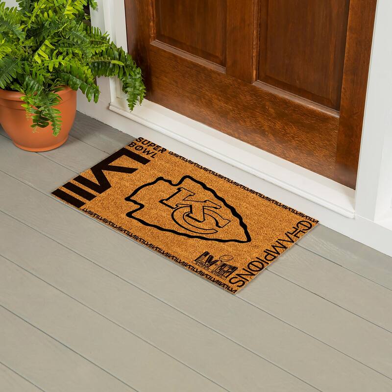 Kansas City Chiefs Monochrome Indoor/Outdoor Coir Door Mat - 28" x 16" Super Bowl