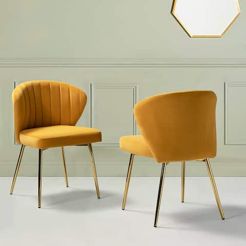 Barbara Living Room Side Chair with Golden Legs Set of 2