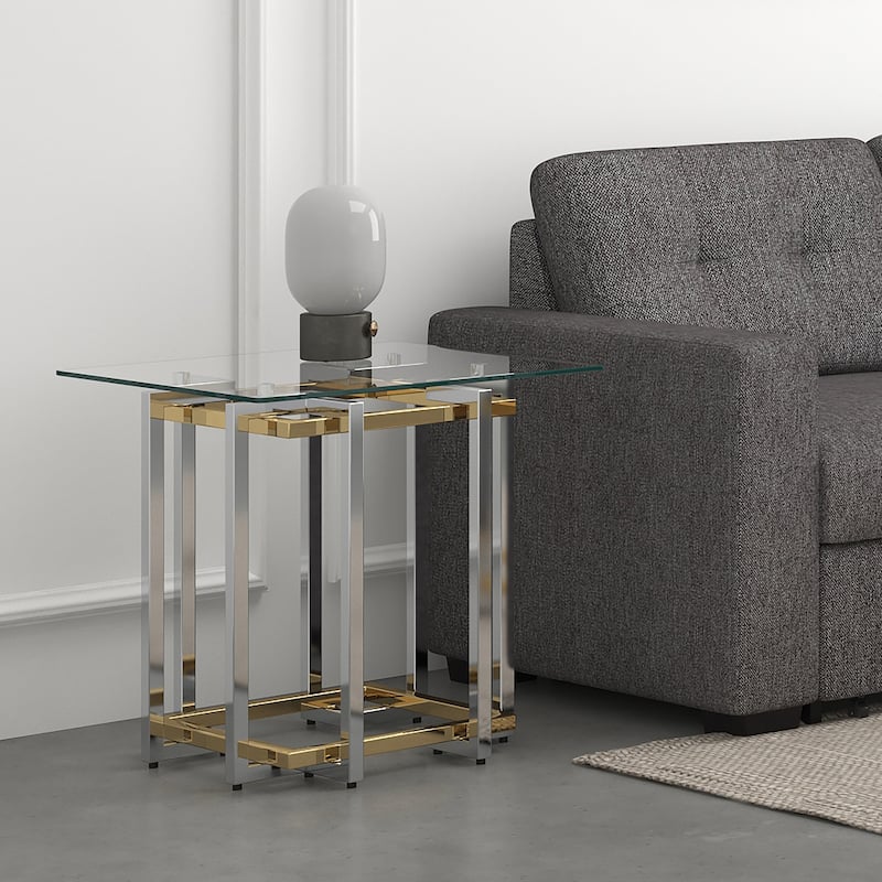 Contemporary Glass & Metal Accent Table