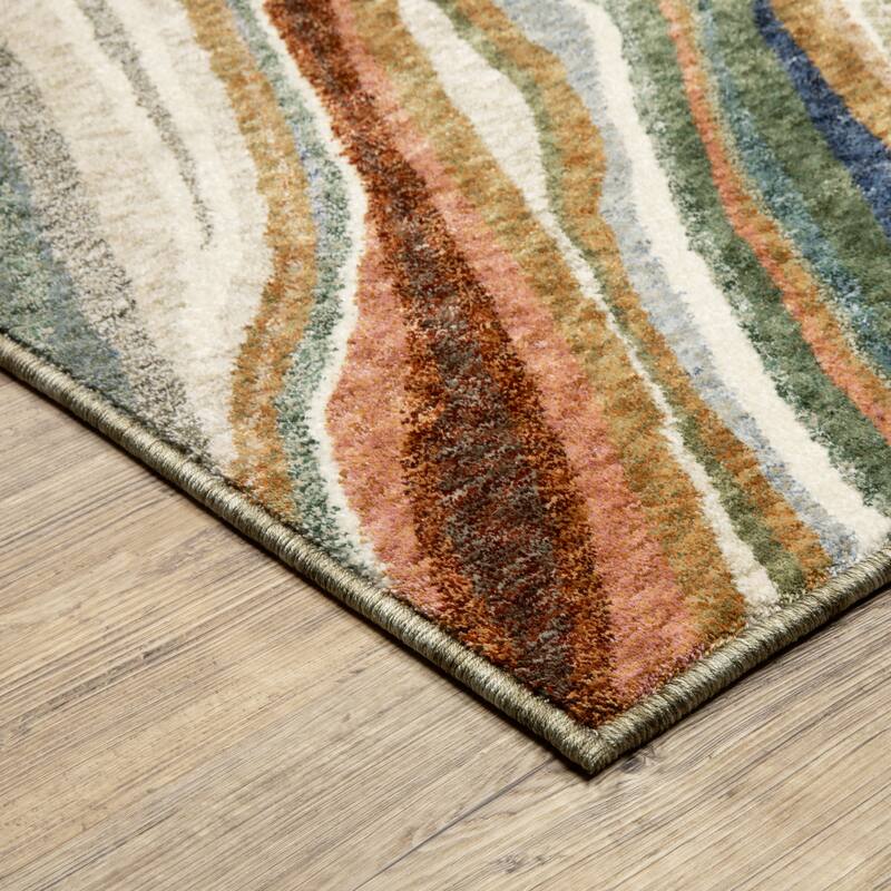 Tobias Abstract Waves Multi-colored Area Rug