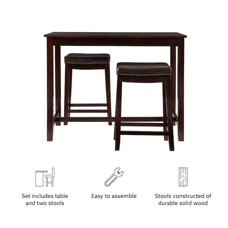 3-Piece Counter Table and Stools - 47.25" - Brown