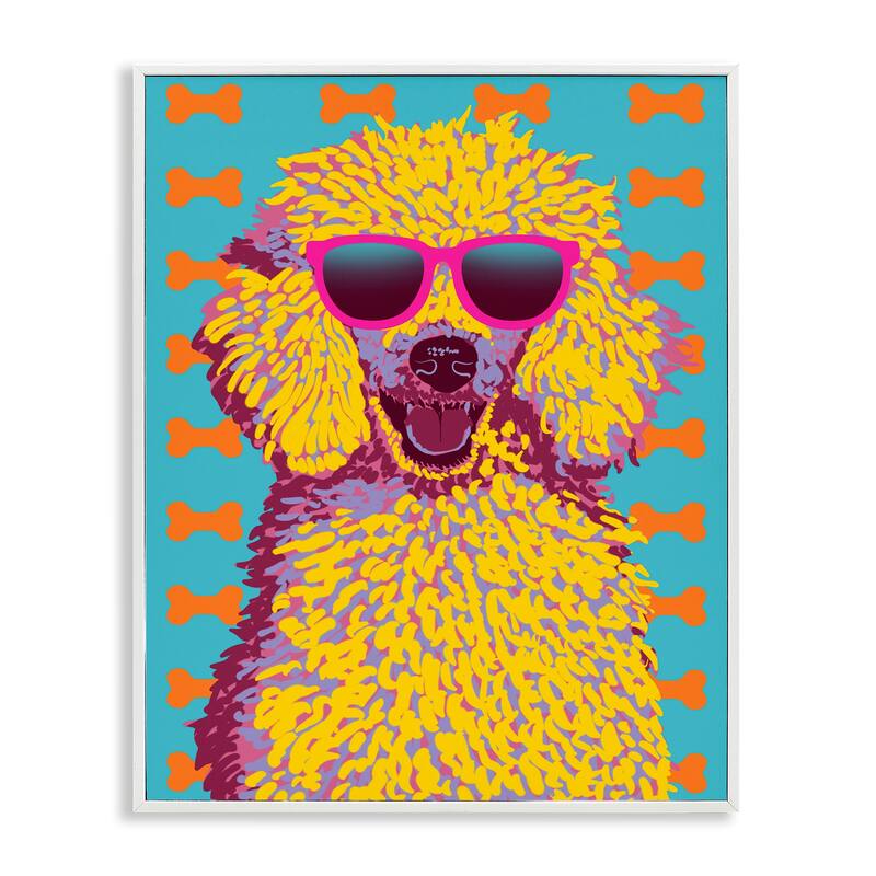 Stupell Retro Pop Poodle Framed Giclee Art Design By Marcus Prime - 16 x 20 - White