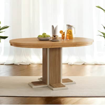 42-58 inch Extendable Oval Table with 16" Leaf, Seats for 6, 2 Colours