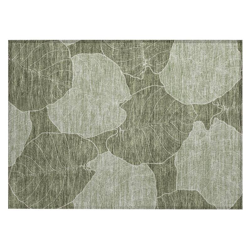 Machine Washable Indoor/ Outdoor Tropical Floral Chantille Rug