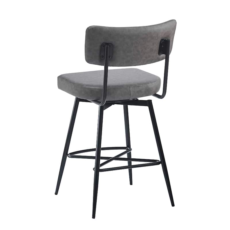 Retro Swivel Counter Stools Kitchen Chair Bar Stool Industrial Bar Stool Side Chair Set of 2 with Footrest
