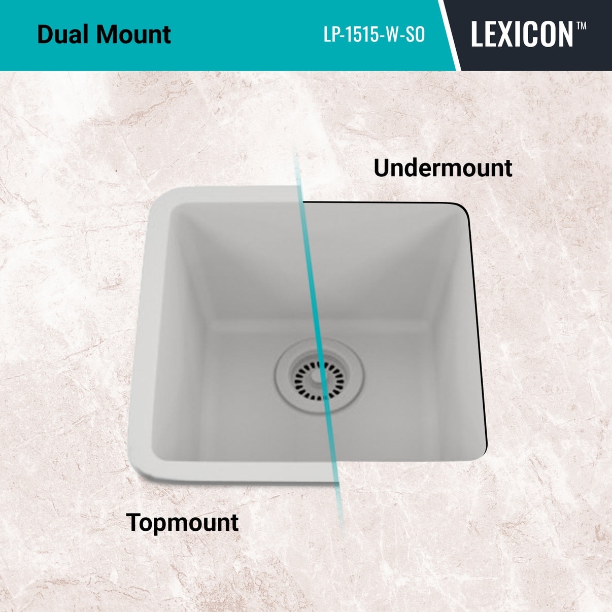15 Inch Lexicon Platinum Quartz Composite Drop-in Undermount