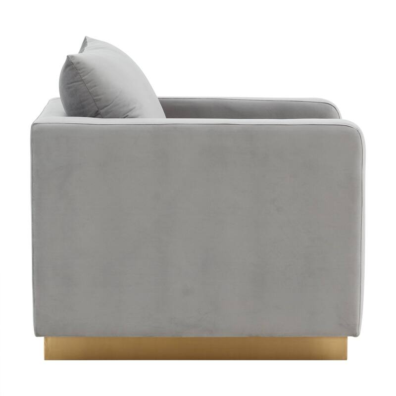 Nervo Velvet Modern Single Seater Sofa, Accent Arm Chair with Gold Stainless Steel Square Base for Living Room & Bedroom - 32.67