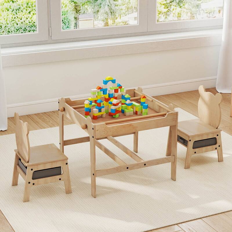 Costway Kids Table and Chairs Set 4 in 1 Children Activity Table with - See Details
