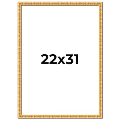 22x31 Frame Gold Real Wood Picture Frame Width 1 inches | Interior