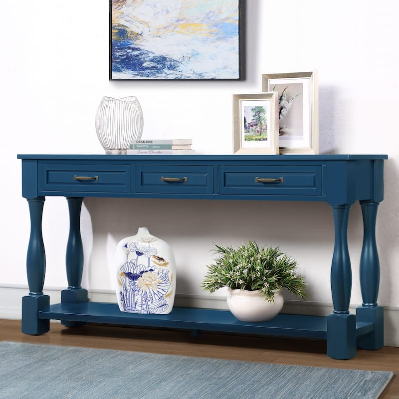 63inch Long Wood Console Table with 3 Drawers