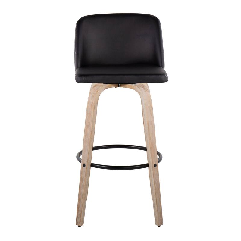 The Gray Barn Vallberga 30" Fixed-Height Bar Stool with White Washed Wood Base (Set of 2)