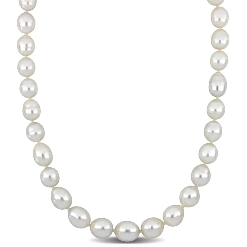 Miadora 18 " 9-11mm Off-Round White South Sea Cultured Pearl Necklace in 14k Yellow Gold