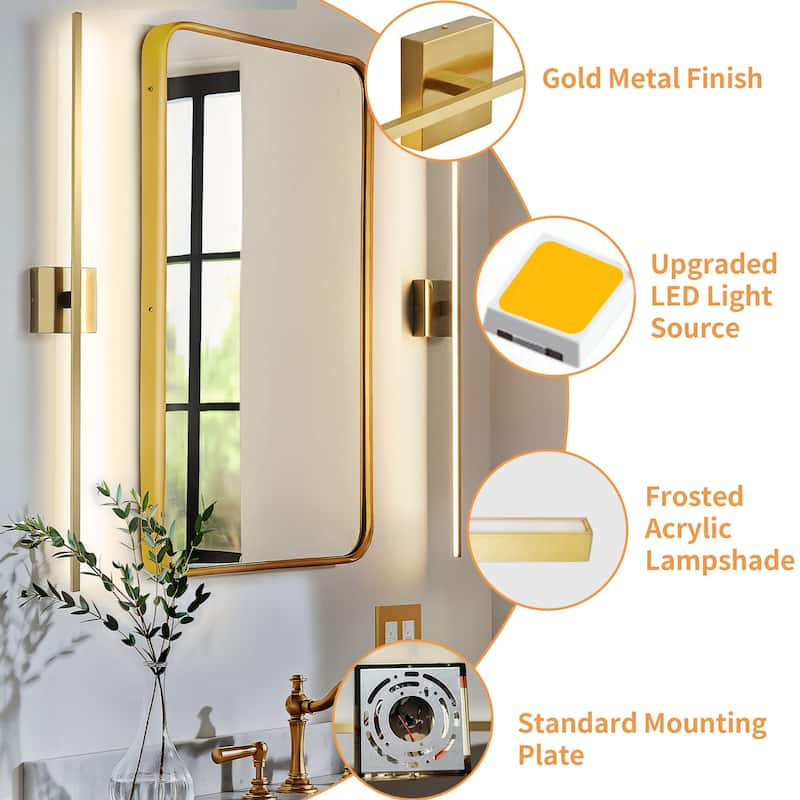 Modern Vanity Lighting Fixtures 24/30/39 inch Bathroom Vanity Lights Over Mirror Wall Sconce for Bathroom