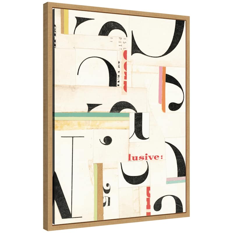 Kate and Laurel Typography White FC by Felicia Dadak Framed Canvas Wall Art Print - 18x24 - Natural