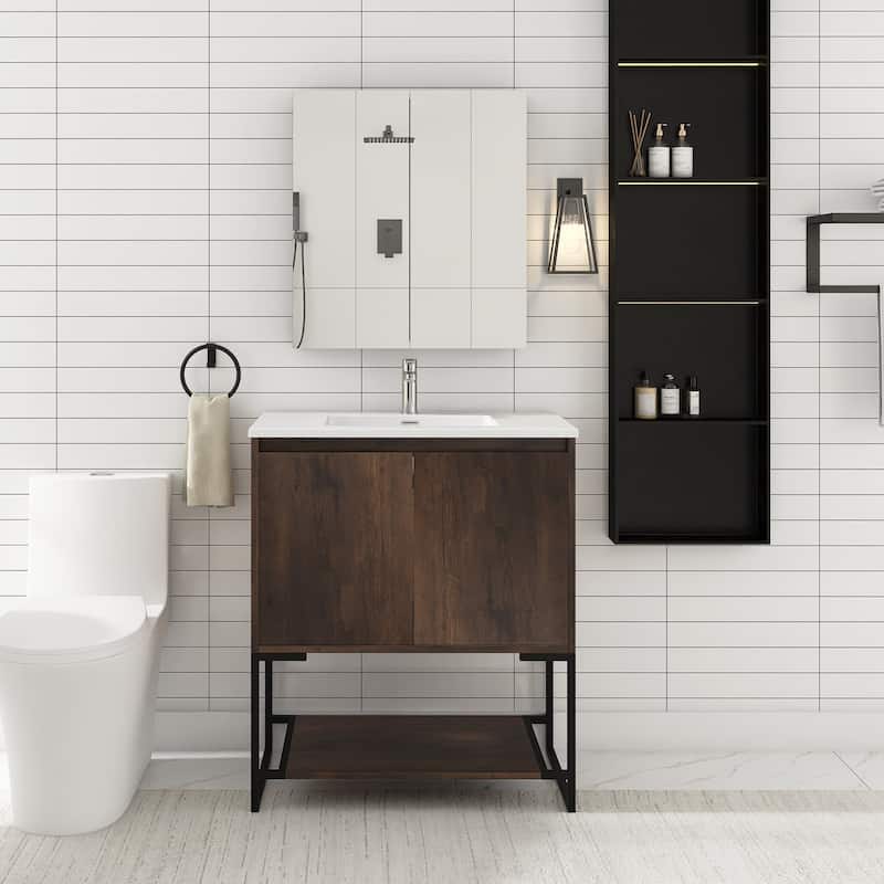 30-inch Freestanding Bath Vanity with Cultured Mable Top